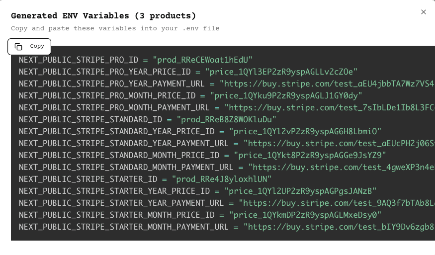 Generated ENV Variables